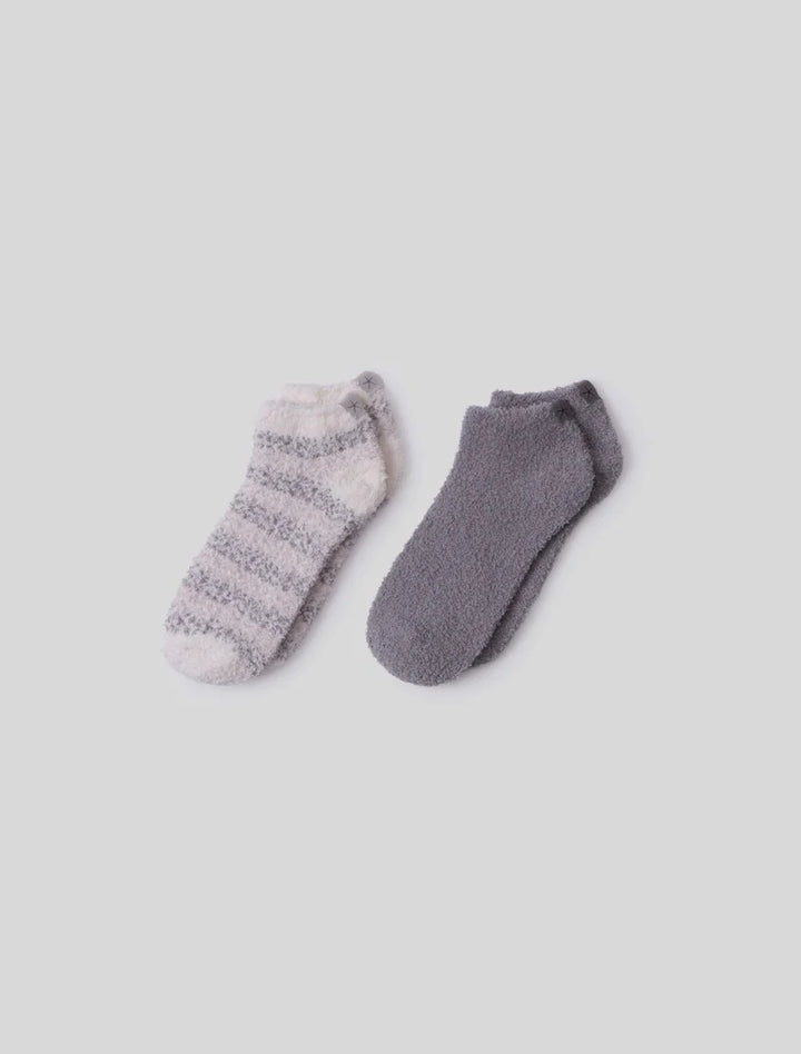 Barefoot Dreams: CozyChic® Heathered Stripe Ankle Socks Set -  Dove Gray