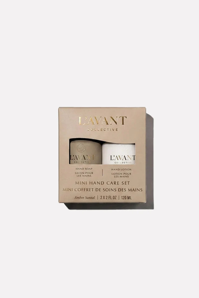 L'AVANT Collective: Mini Hand Care Set, Hand Soap + Hand Lotion Ambre Santal