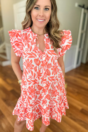Abby Dress - Spring It On Coral