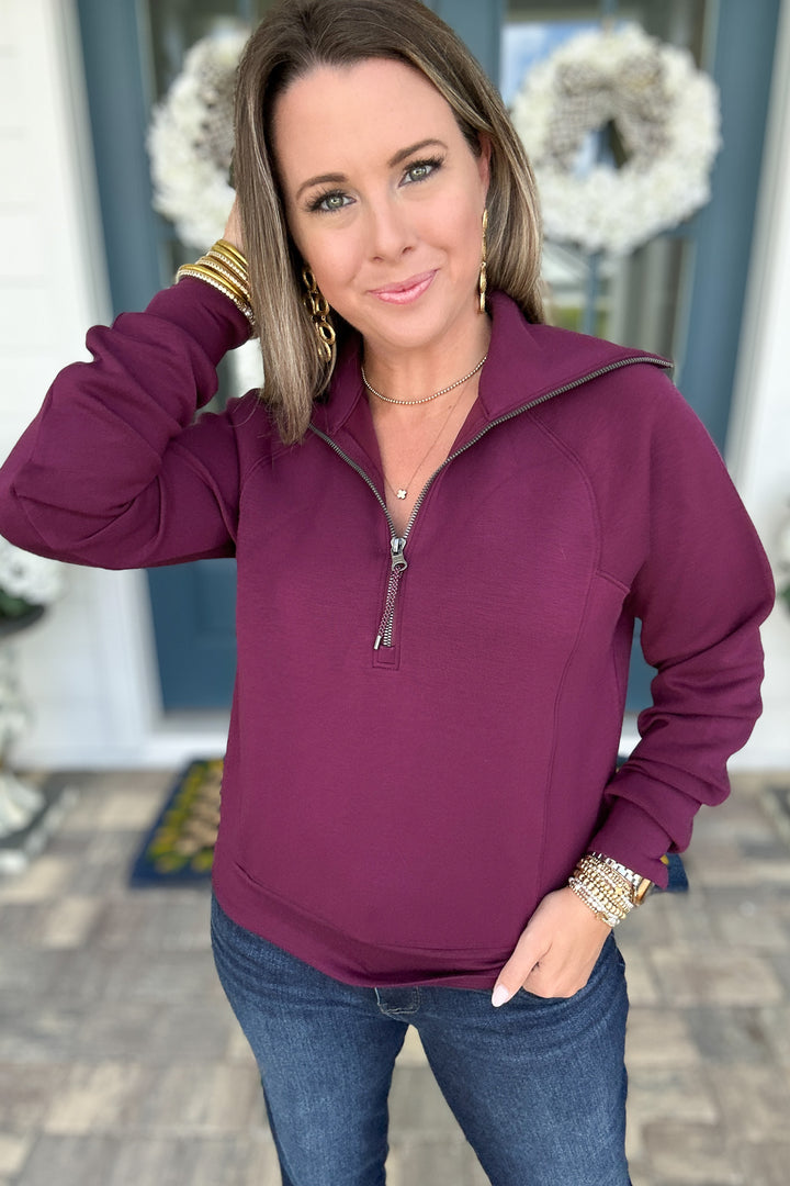 SPANX: AirEssentials Half Zip - Plum Berry