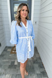 Embroidered By You Scallop Tie Dress - Blue