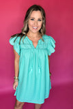 Check Me Out Scallop Dress - Aqua