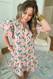 Floral As It Is Ruffle Dress - Apricot Pink