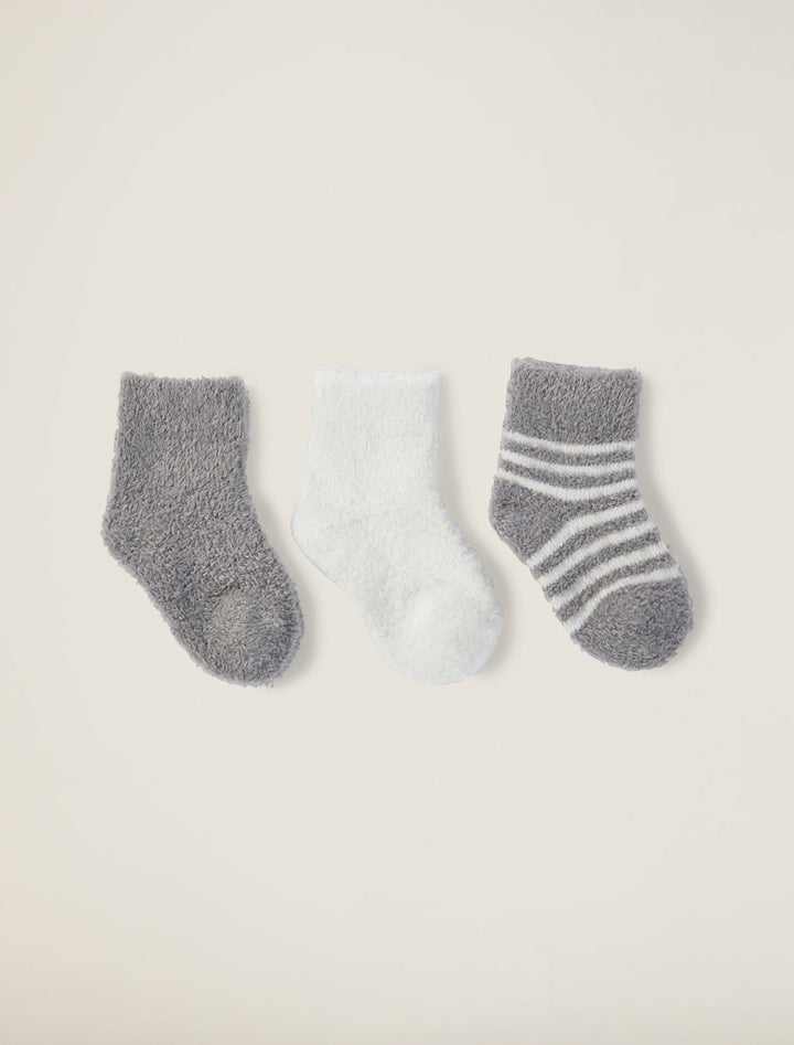 Barefoot Dreams: CozyChic Lite® Infant Sock Set -  Pewter/Pearl