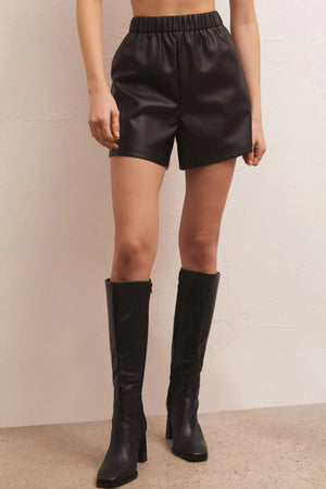 Z Supply: TIA FAUX LEATHER SHORT - Black