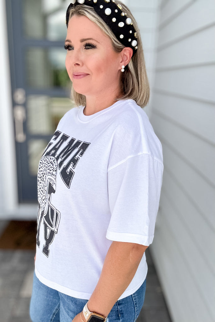 Leopard Game Day Graphic Crop Tee