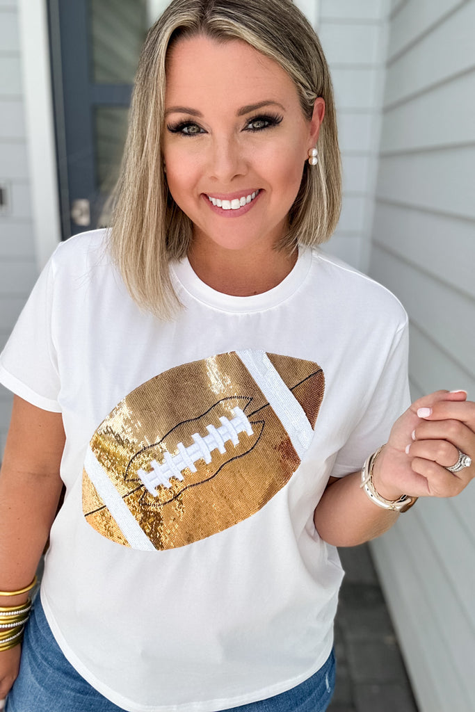 Queen Of Sparkles: Gold Football Tee