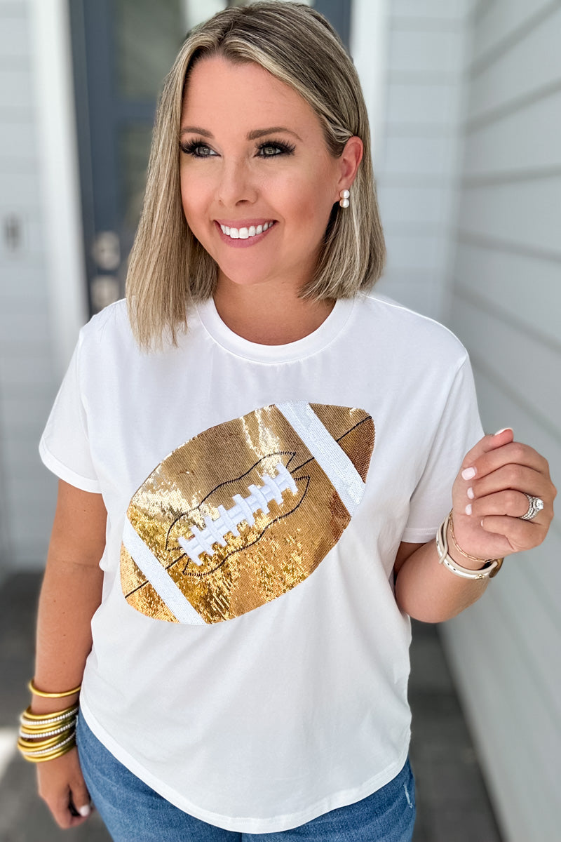 Queen Of Sparkles - Gold Football Tee – Shades Sunglasses