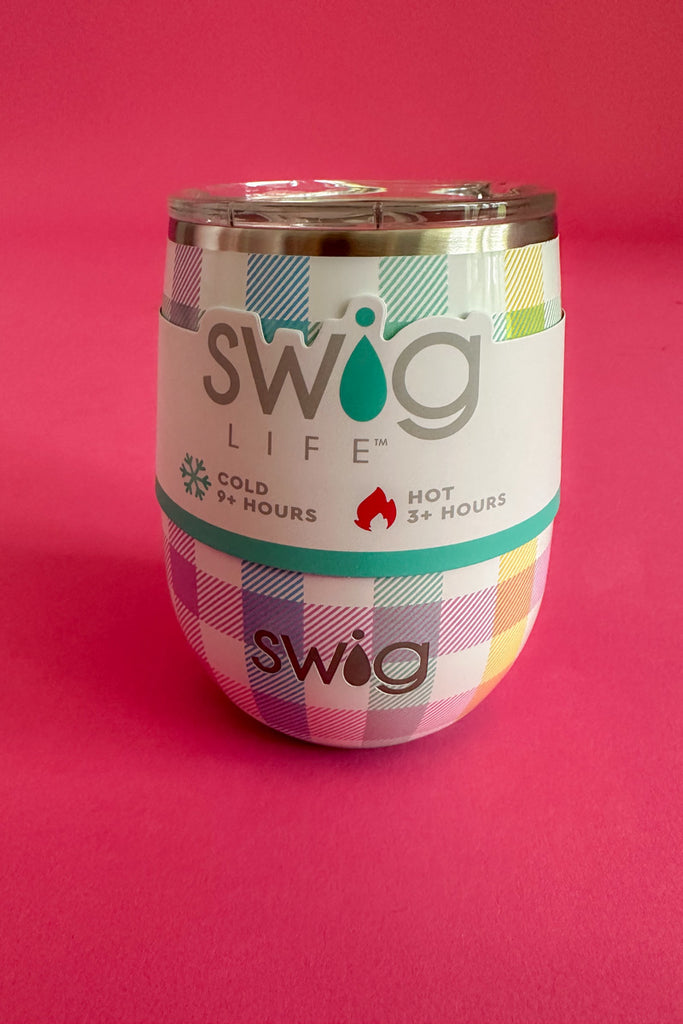 Swig: Pretty in Plaid Stemless Wine Cup (14oz)