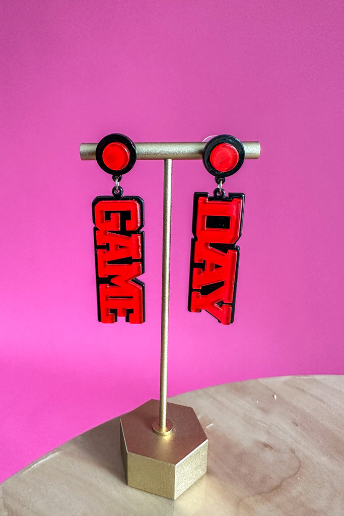 GAME DAY Acrylic Earring - Red + Black