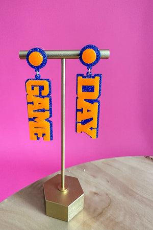 GAME DAY Acrylic Earring - Orange + Blue