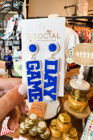 GAME DAY Acrylic Earring - Blue + White