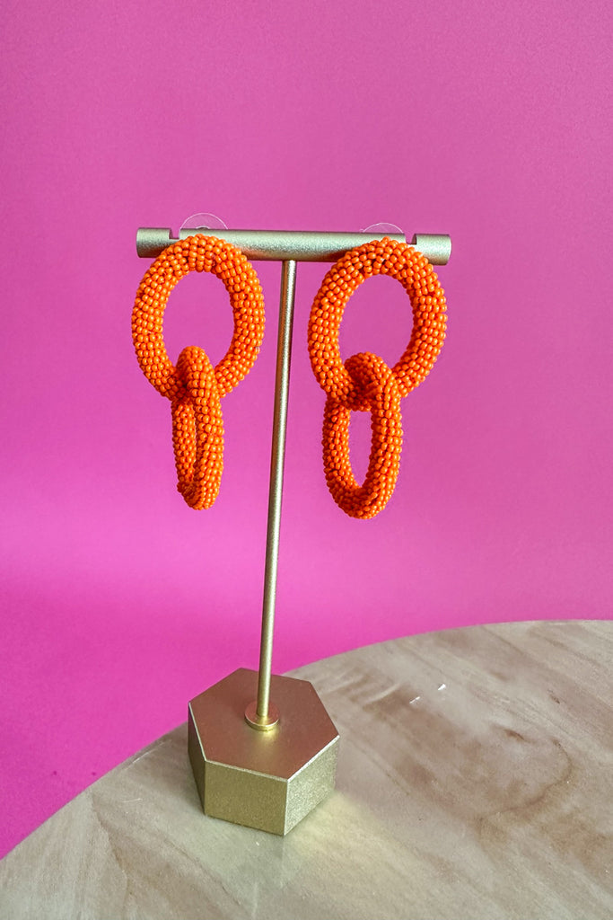 School Color Linked Earrings - Orange