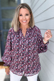 BuddyLove:  HADDIE LONG SLEEVE BLOUSE - PASSION PUNCH