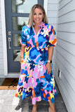 Karlie: Abstract Multi Floral Maxi Dress - Teal