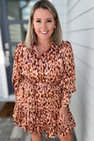 Fall For Leopard Dress - Brown
