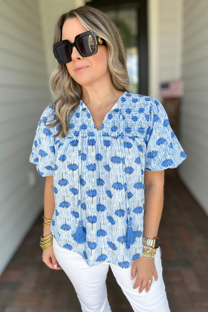 THML: Wishing By The Sea Blouse - Blue