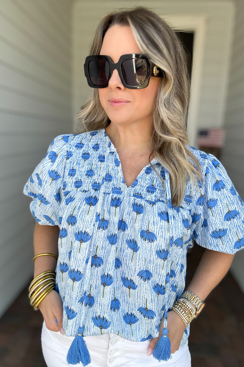 THML: Wishing By The Sea Blouse - Blue