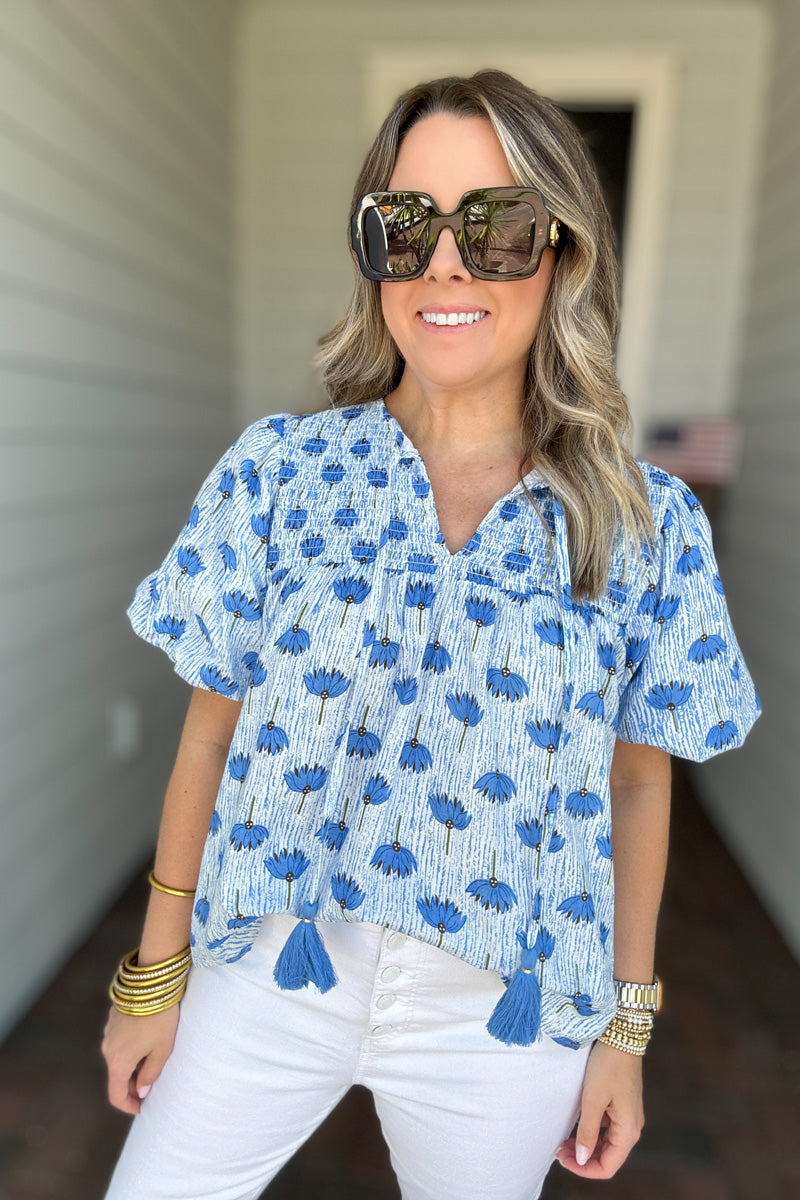 THML: Wishing By The Sea Blouse - Blue