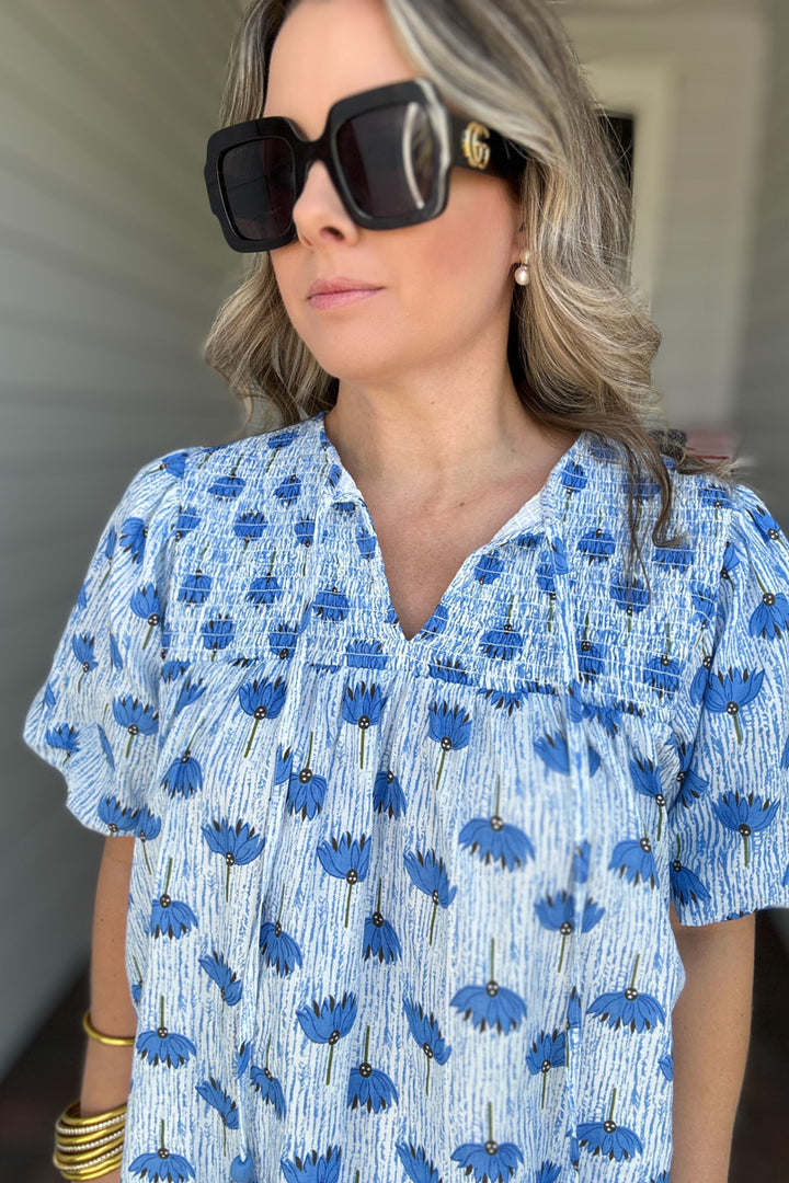 THML: Wishing By The Sea Blouse - Blue