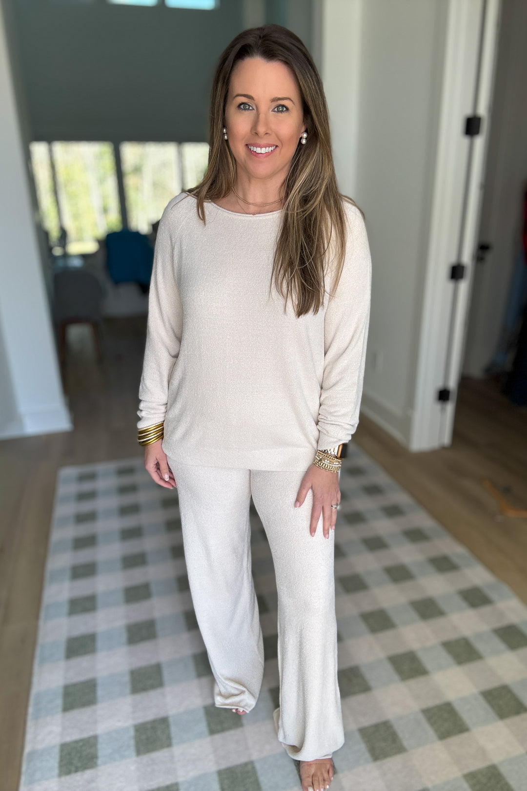 Barefoot Dreams: Cozychic Ultra Lite - Jersey Pullover and Wide-Leg Pant Lounge Set - Sand Dune