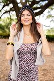 Brianna Cannon: NAVY VELVET HEADBAND WITH GOLD AND SILVER BEADS