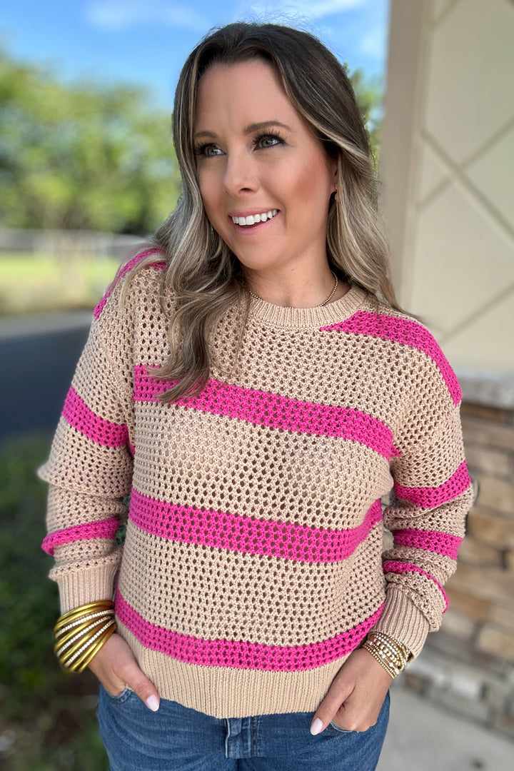 Broadbeach Striped Sweater Biscuit