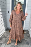 Mud Pie: Tan Petal Tiered Maxi