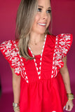 Count On Me Red Ruffle Top