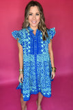 Tell Me Something Geo Dress - Blue Mix