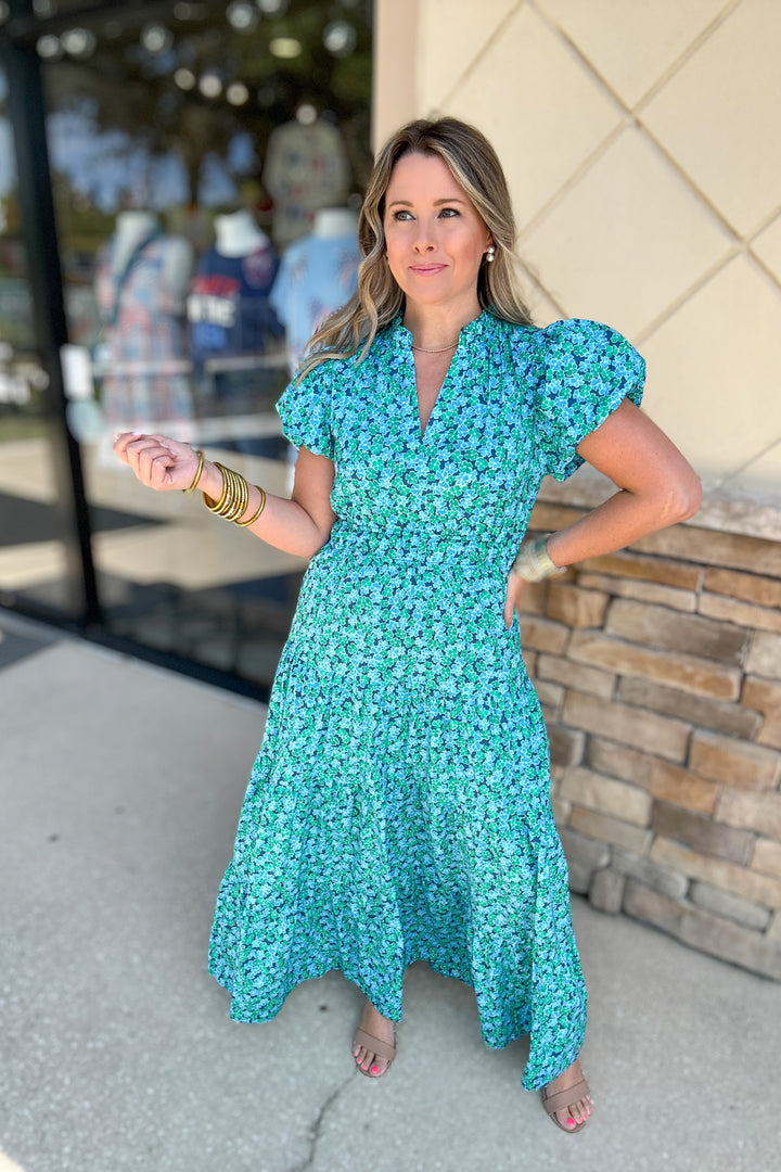 Tomorrow Is Calling Floral Midi Dress - Navy Print
