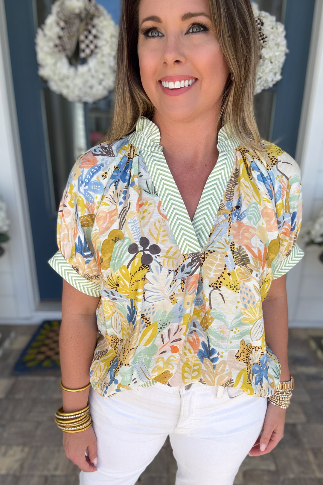 To The Garden Spring Ruffle Top