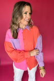 Color Block Happy Button Down