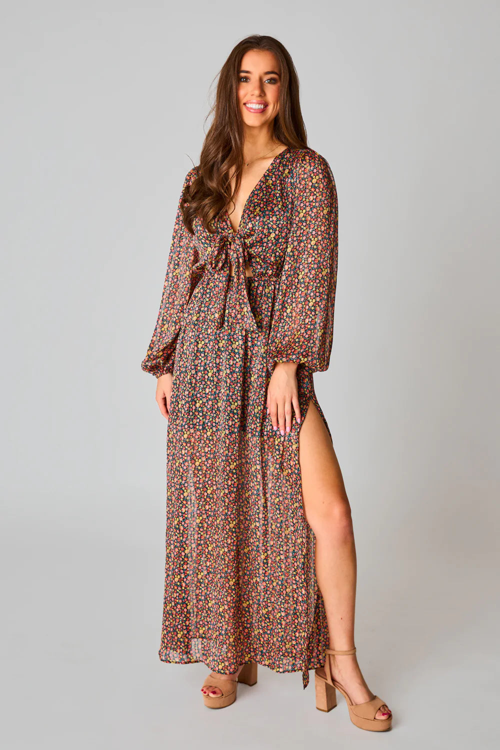 BuddyLove: DESIRAE LONG SLEEVE MAXI DRESS - COLOR BURST