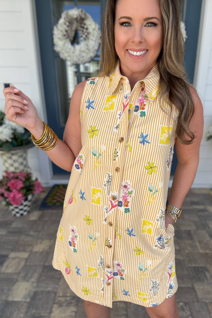 The Citrus Coast Button Front Denim Dress