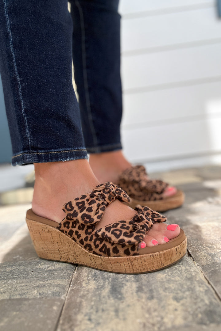 Corkys: Leopard Bowed Up Sandals