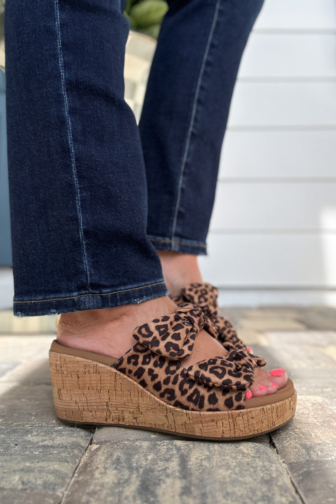 Corkys: Leopard Bowed Up Sandals