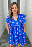 Fairway Floral Flair Dress - Blue