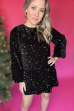 Sparkle And Shine Bow Back Tunic Dress - Black