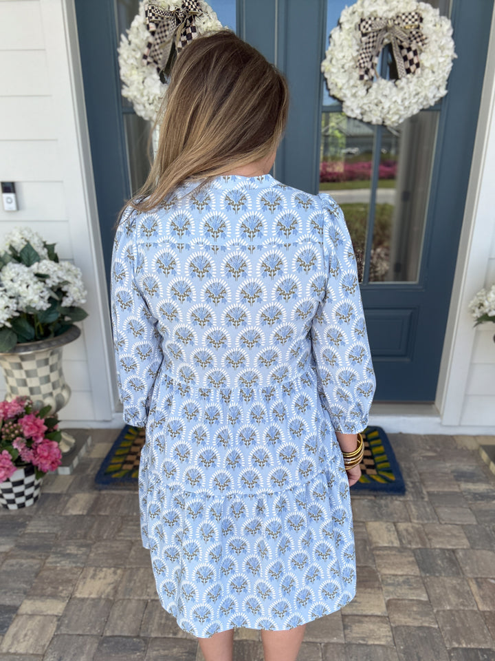 Mary Square: Cooper Dress - Botanica Blooms Blue
