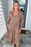 Mud Pie: Tan Petal Tiered Maxi