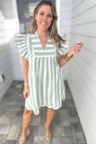 Sweetly Striped Dress - Green