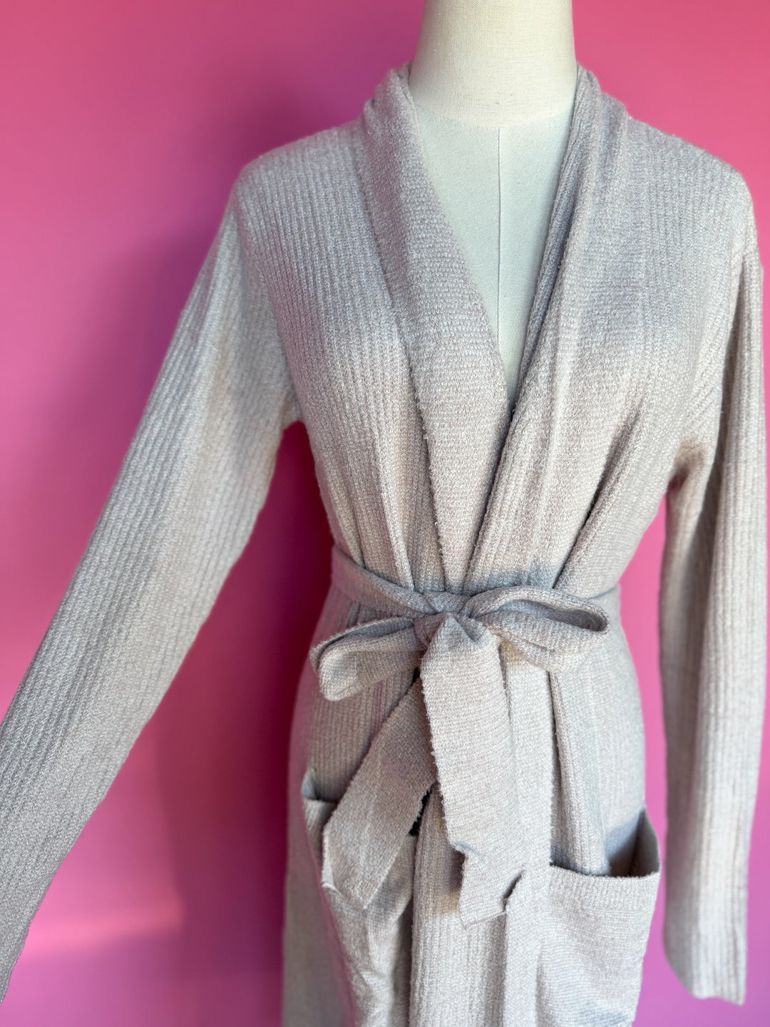 Barefoot Dreams: CozyChic® Light Ribbed Short Wrap Cozy Robe - Faded Rose-Pearl - B Social Boutique