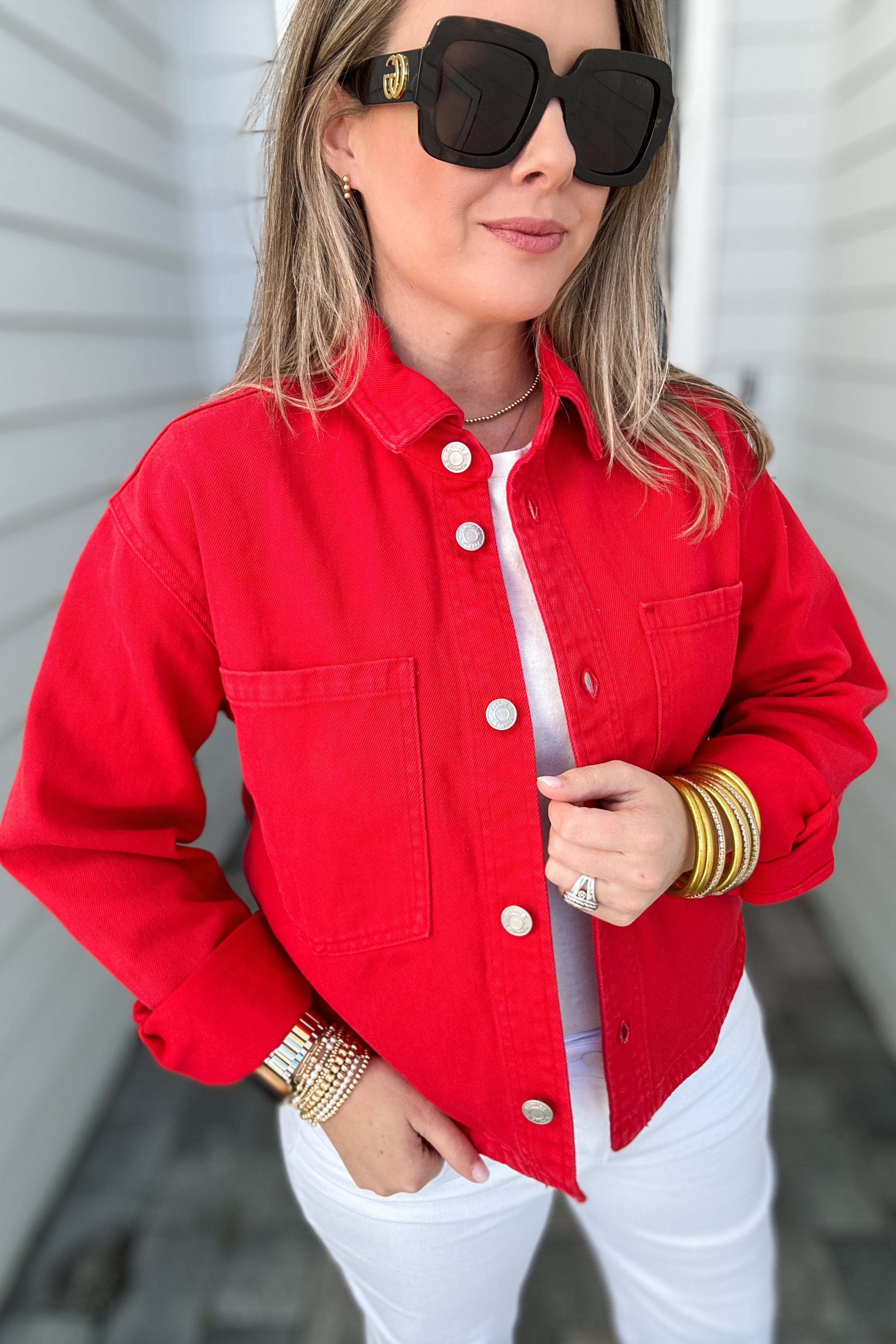 ジャケット・アウター 00s red cropped fringe denim jacket YILANUOYI Women Cropped Denim Jacket long sleeve distressed