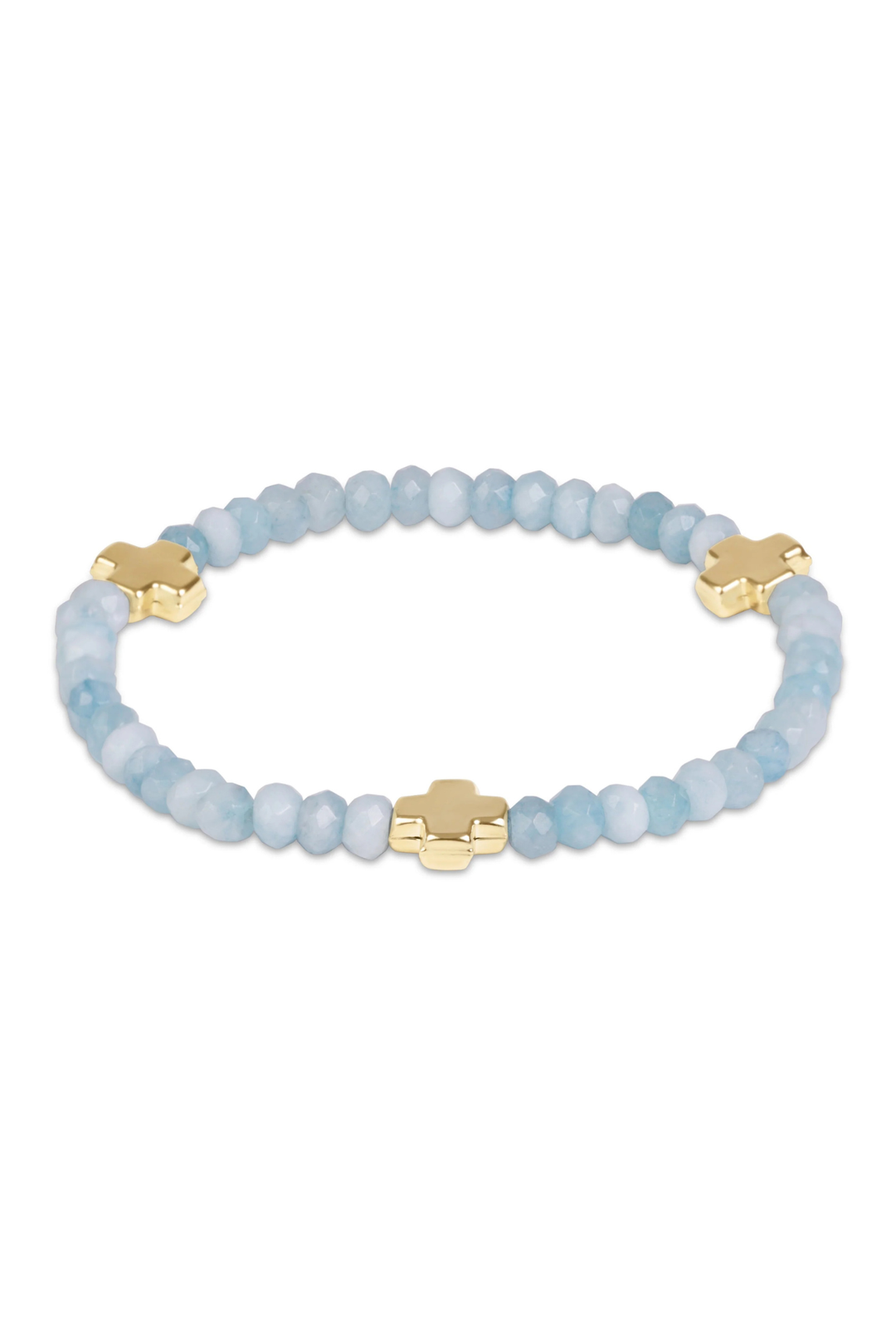 enewton: signature cross gold 4mm gemstone bracelet - aquamarine