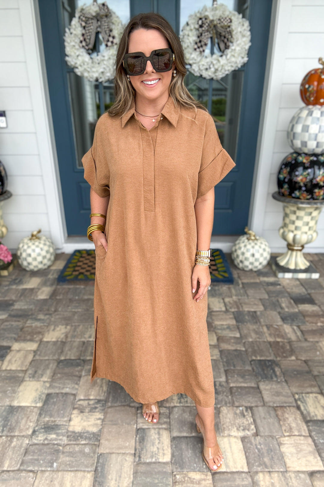 Caramel Café Midi Dress