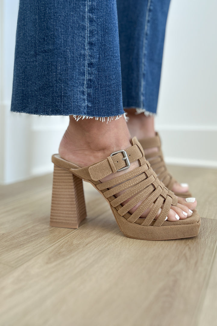 The Rome Basket Weave Heel - Khaki