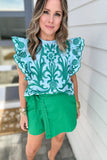 THML: Scallop Dream Ruffle Top - Light Blue