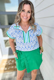 Damask Fairway Blouse - Blue