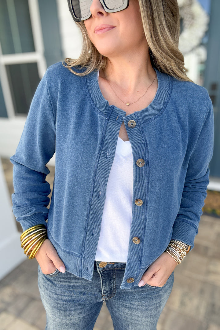 Z Supply: Daily Knit Denim Cardigan - Vintage Indigo